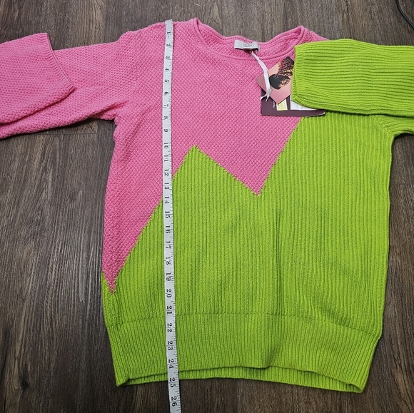 NWT Victor Glemaud Wool Blend Crewneck Pullover Sweater Pink/Green SZ S - Picture 7 of 10